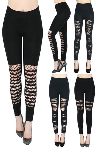 Damen leggings schwarz cut - leggings,
