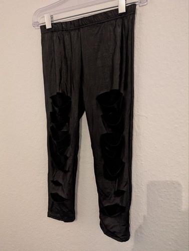 Schwarze gothic leggings - schwarze, 3/4