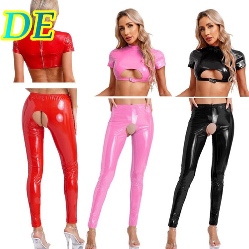 Damen wetlook crop top hot - wetlook,